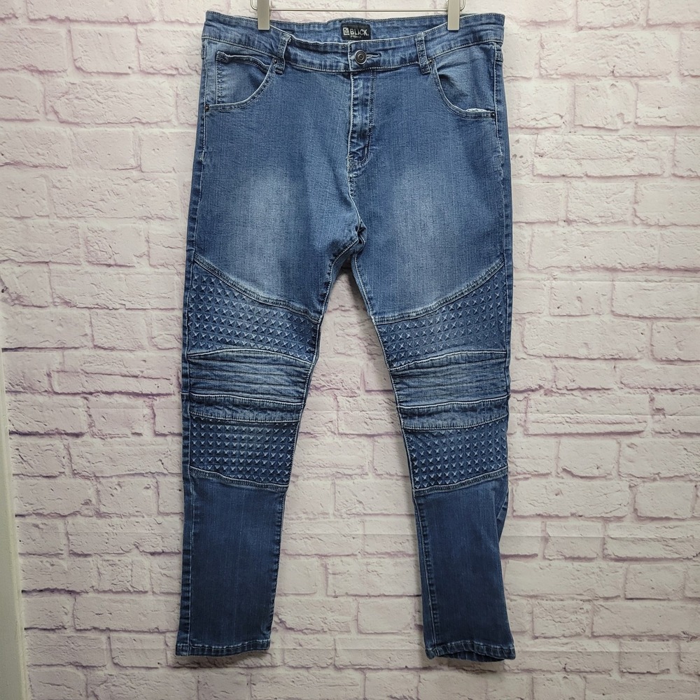 CJ Black Premium Skinny Flex Blue Denim Jeans Mens 38x32 Moto Streetwear Stretch